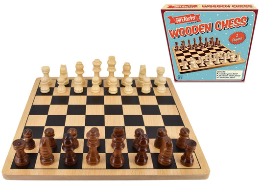 Snaps "Retro" Wooden Board Chess - Colour Box