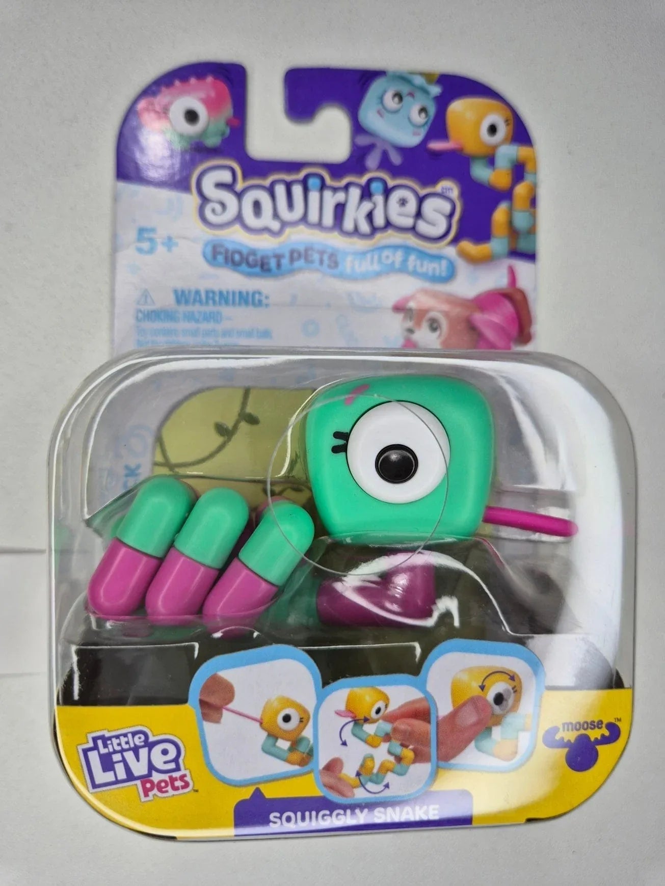 Snaps Squiggly SNAKE - Pink Green Little Live Pets Squirkies