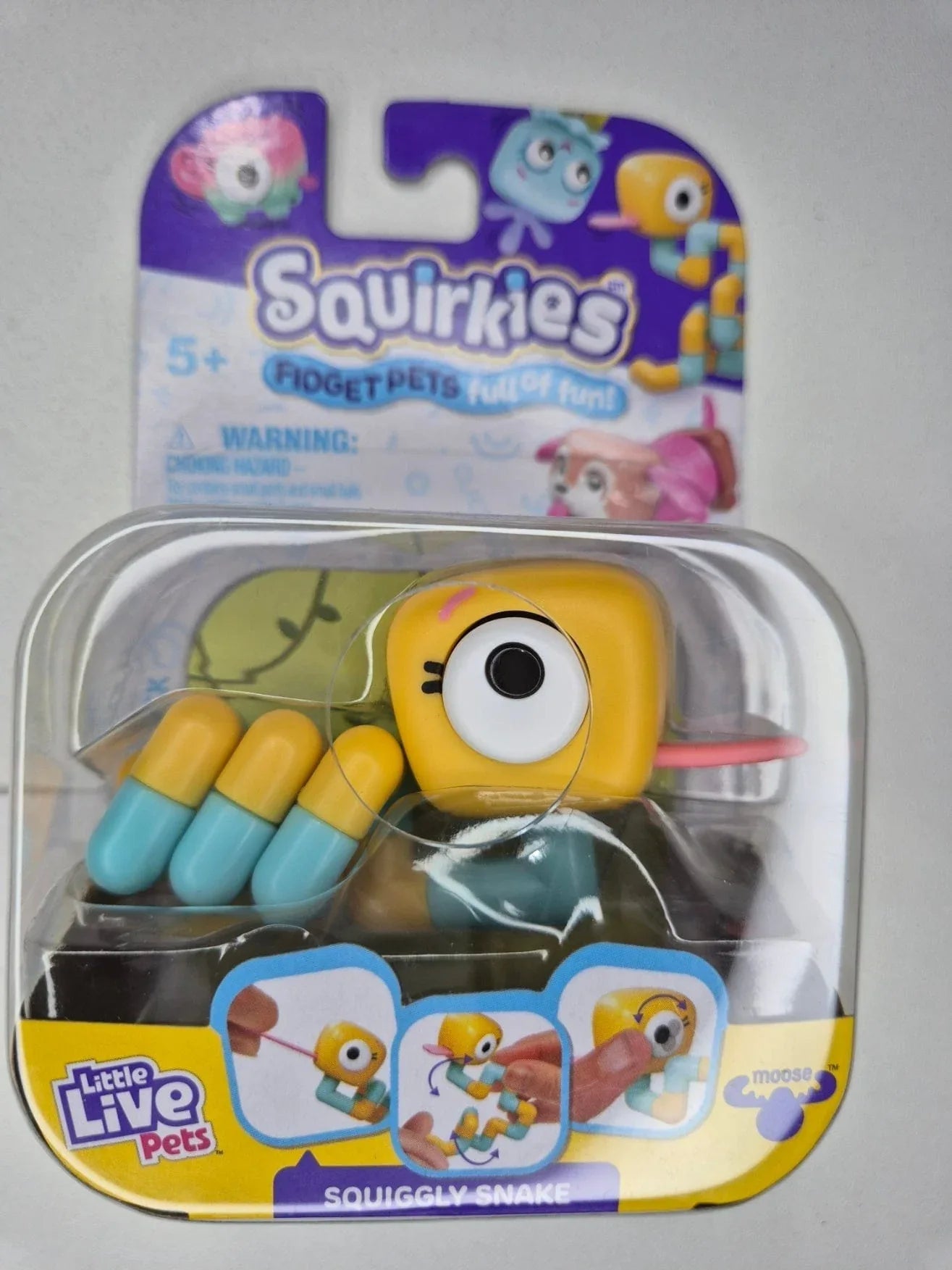Snaps Squiggly SNAKE - Yellow Blue Little Live Pets Squirkies
