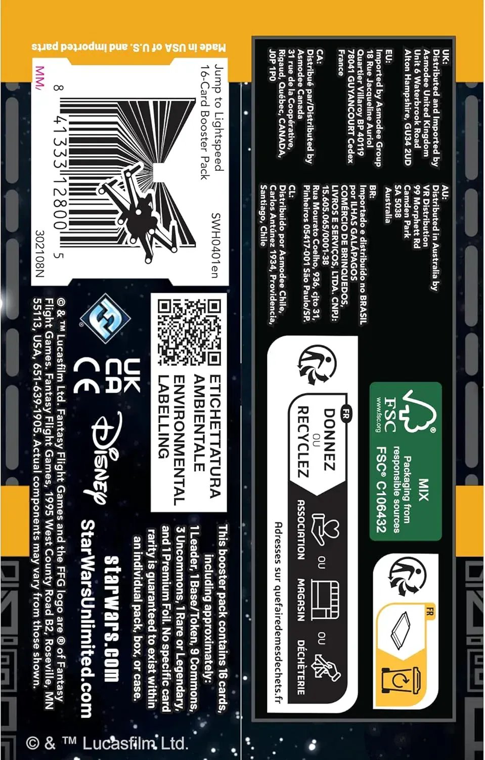 Snaps Star Wars: Unlimited Jump to Lightspeed Set 4 - Booster Pack