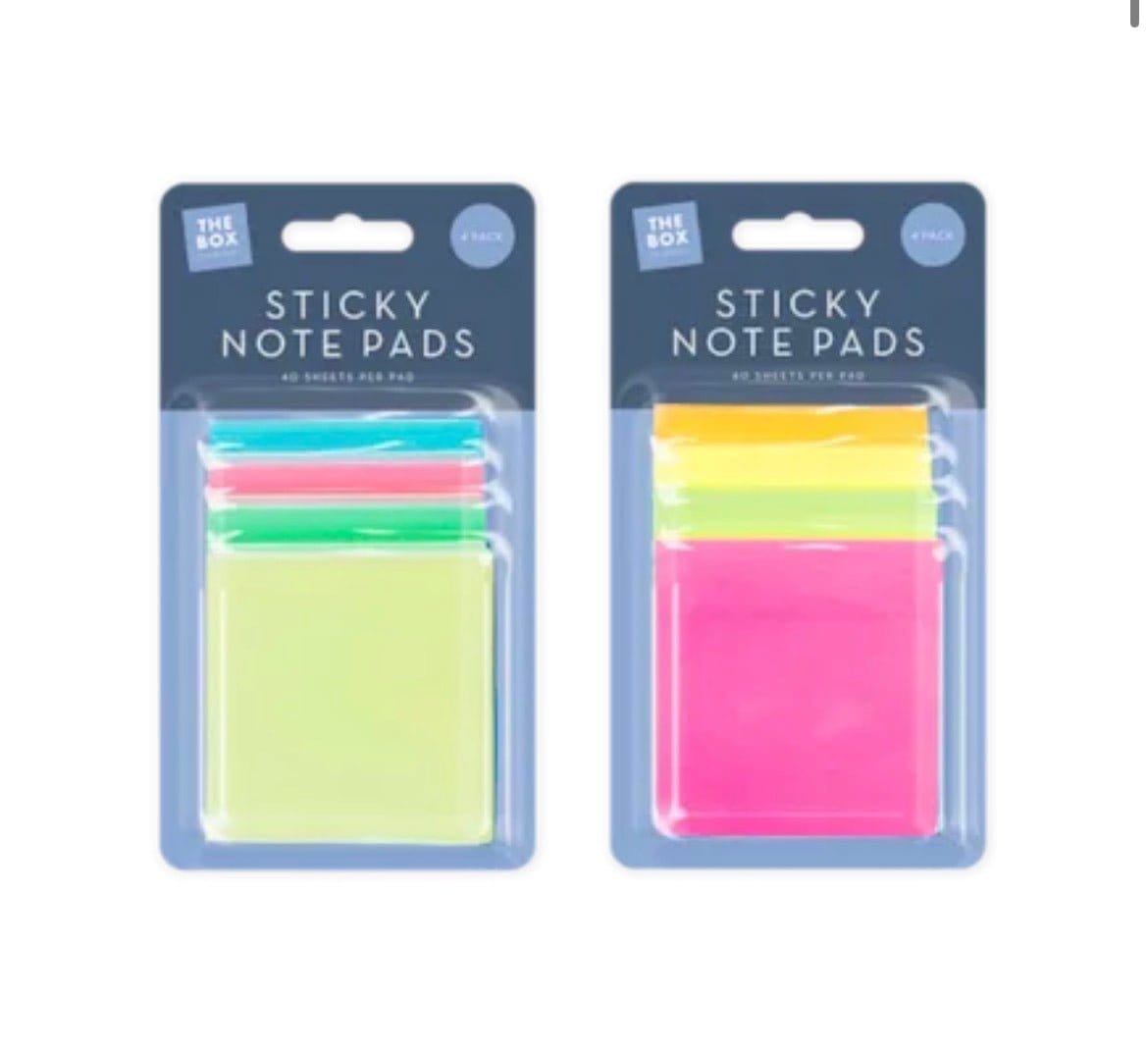 Sticky note pads 4 pack 5056170319294
