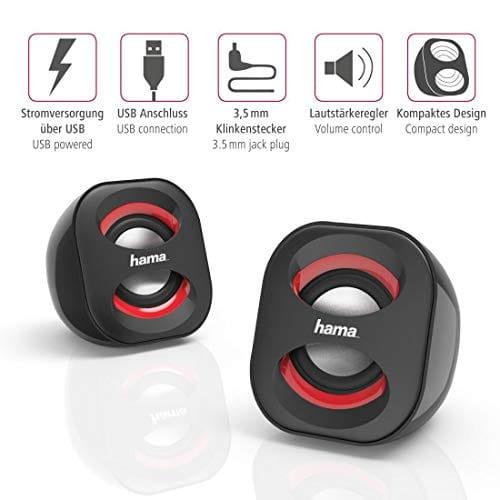 The Electronics Hub Computer Speakers Hama Sonic Mobil 183 USB Powered Desktop PC Speakers with 3.5mm Jack