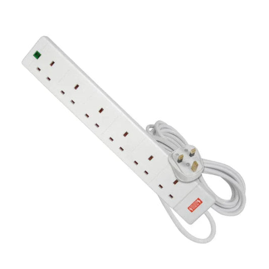 The Electronics Hub Mains Extension Lead Mercury 6 Gang Mains Extension Lead with Surge Protection, 2 Metre