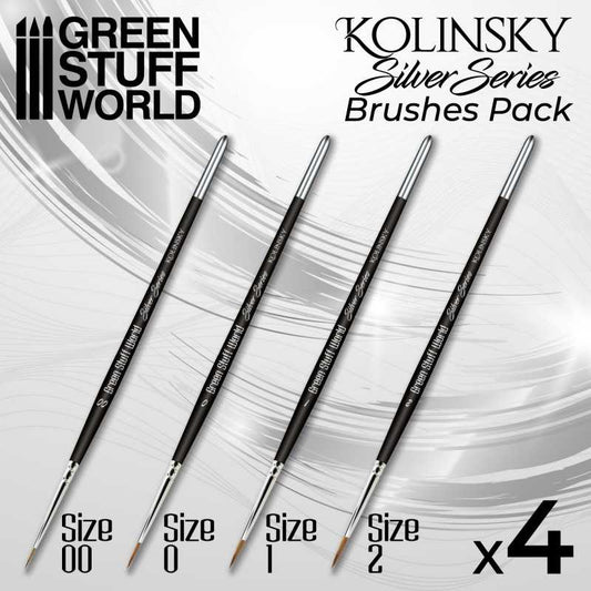 The Home Crafters Ltd. Kolinsky Sable Green Stuff World: Kolinsky Sable Silver Series Paintbrush Set - 4pc