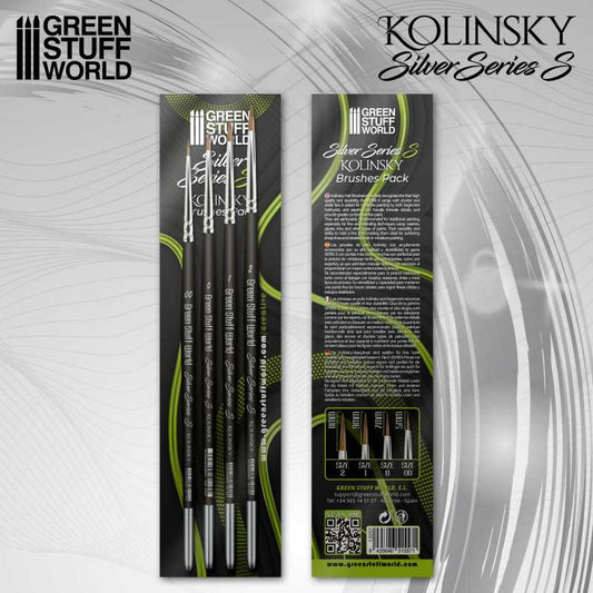 The Home Crafters Ltd. Kolinsky Sable Green Stuff World: Kolinsky Sable Silver Series (S) Paintbrush Set - 4pc