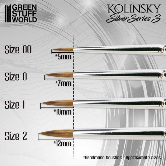 The Home Crafters Ltd. Kolinsky Sable Green Stuff World: Kolinsky Sable Silver Series (S) Paintbrush Set - 4pc