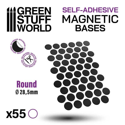The Home Crafters Ltd. Storage 28.5mm Green Stuff World: Self Adhesive Round Magnetic Bases Sheet