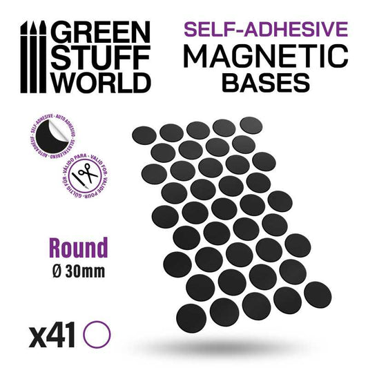 The Home Crafters Ltd. Storage 30mm Green Stuff World: Self Adhesive Round Magnetic Bases Sheet