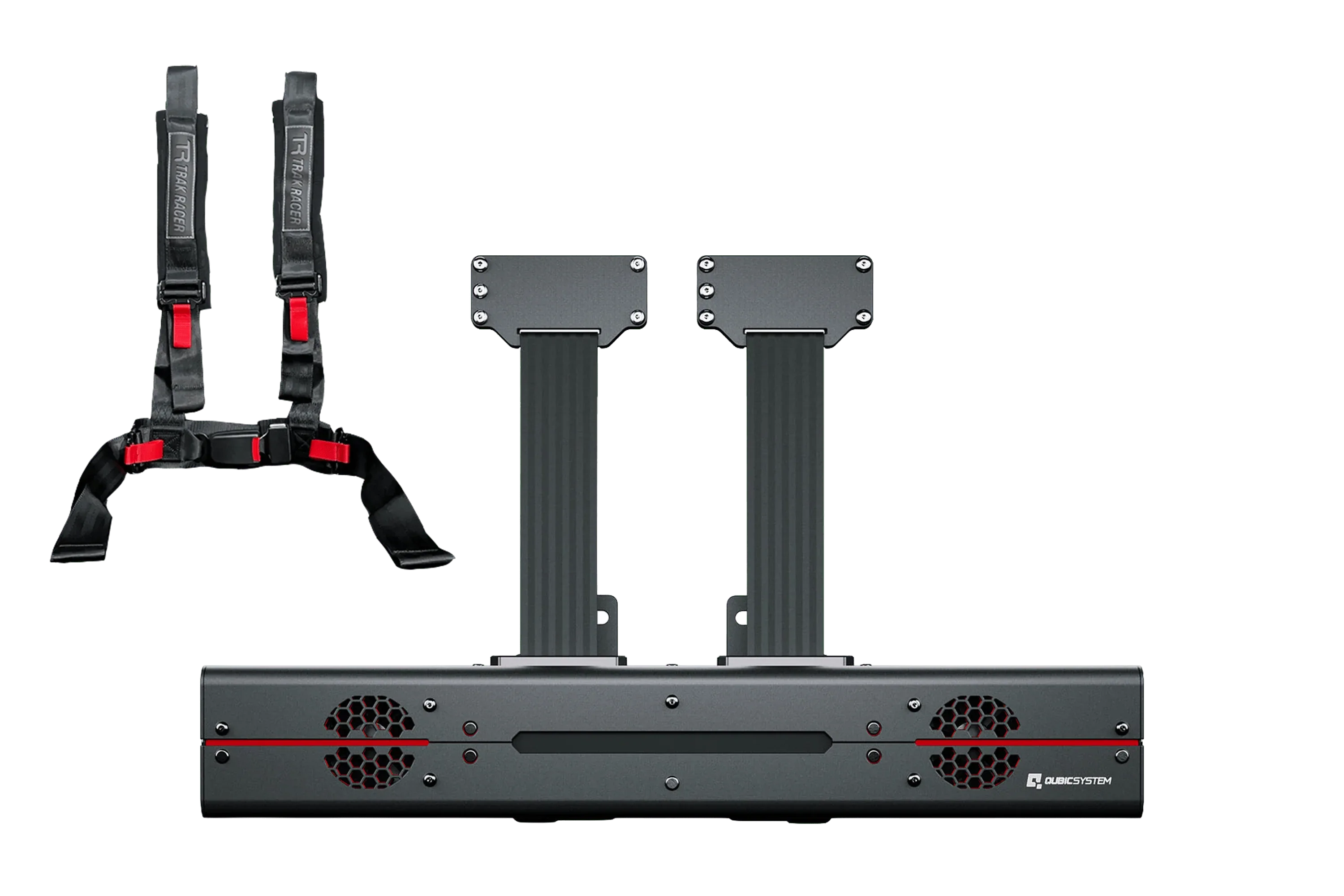 Trak Racer UK Haptic Black 4-Point Harness Qubic System QS-BT1 Direct Drive Seat Belt Tensioner with Optional Trak Racer Seat Harness