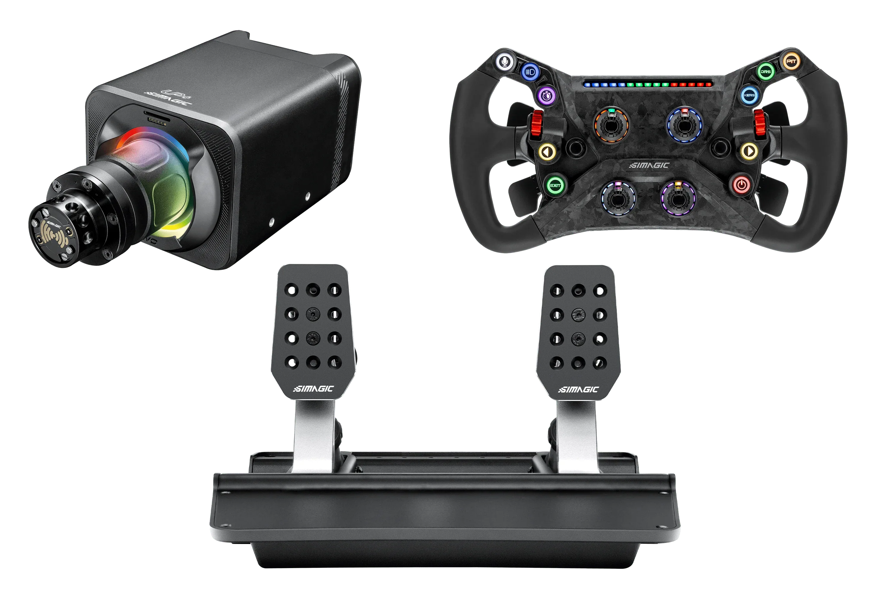 Trak Racer UK Steering Wheel & Bases Simagic GT NEO Hub with Alpha EVO Sport 9nm Wheel Base & P500-2 Dual-Sensor 2-Pedal Set