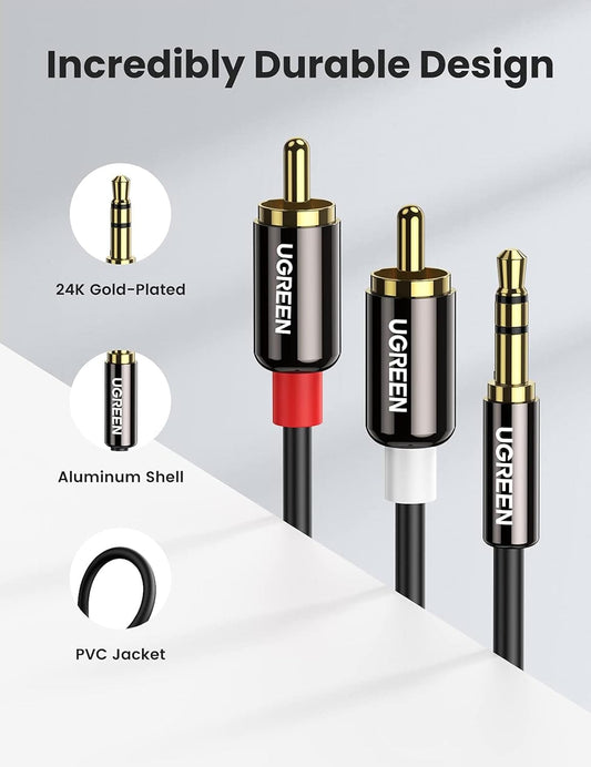 Ugreen 3.5mm to 2RCA HiFi Stereo Y Split Adapter with Copper Shell up to 3 M