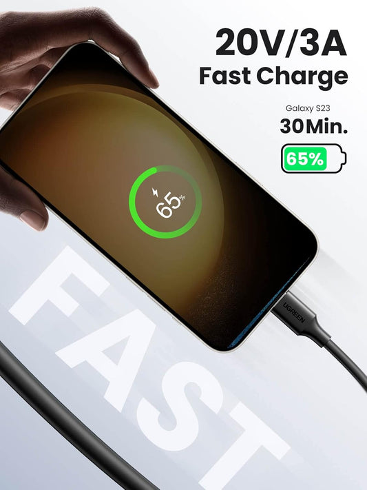 UGREEN PD 60W Fast Charging PVC Type C to Type C USB Cable - Purple Anime